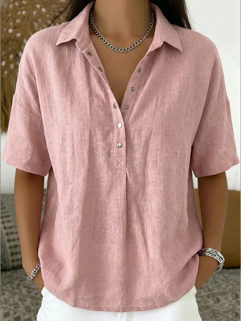 Christa – Blouse met kraag en knoopdetail