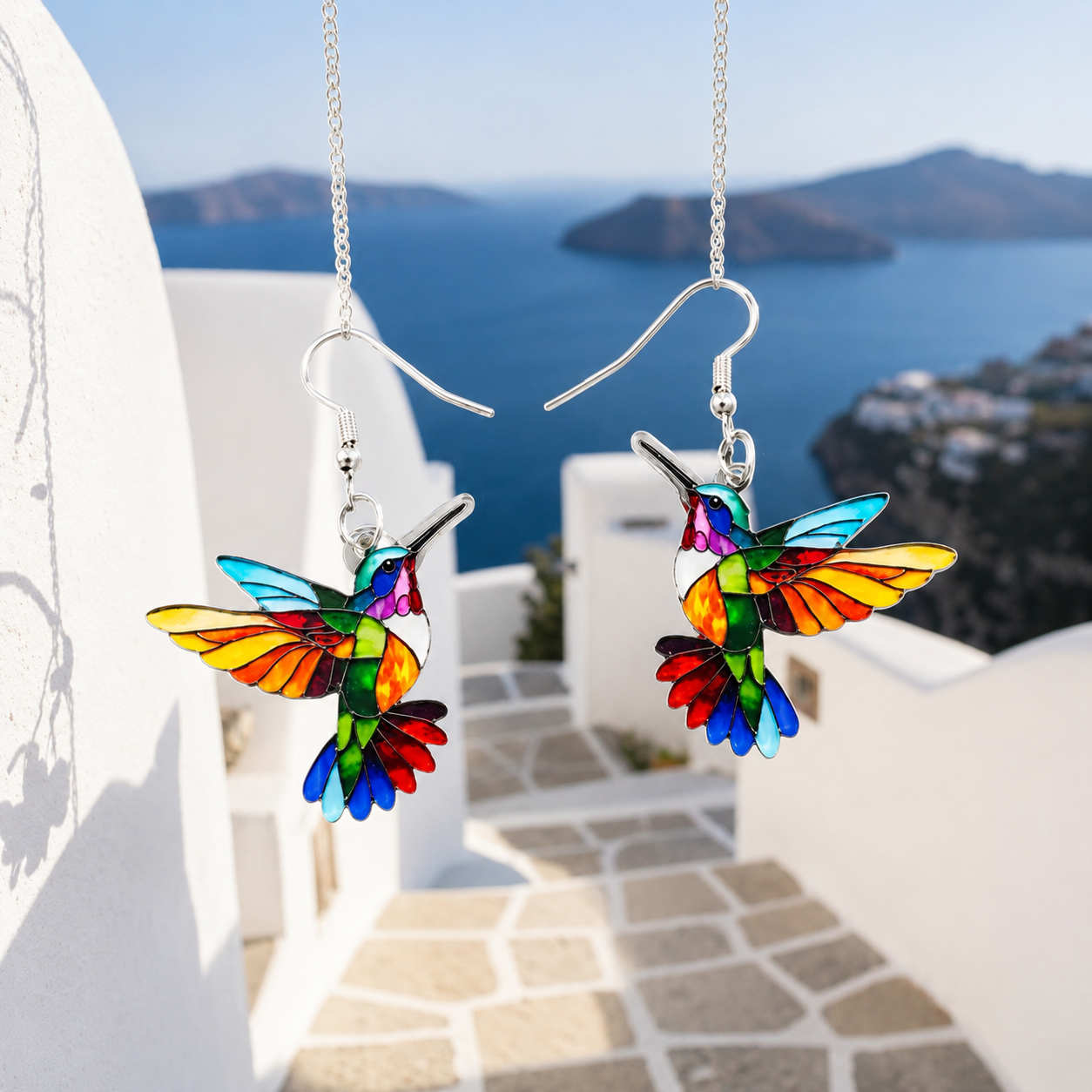 Evie | Hangende oorbellen in kolibrie-design