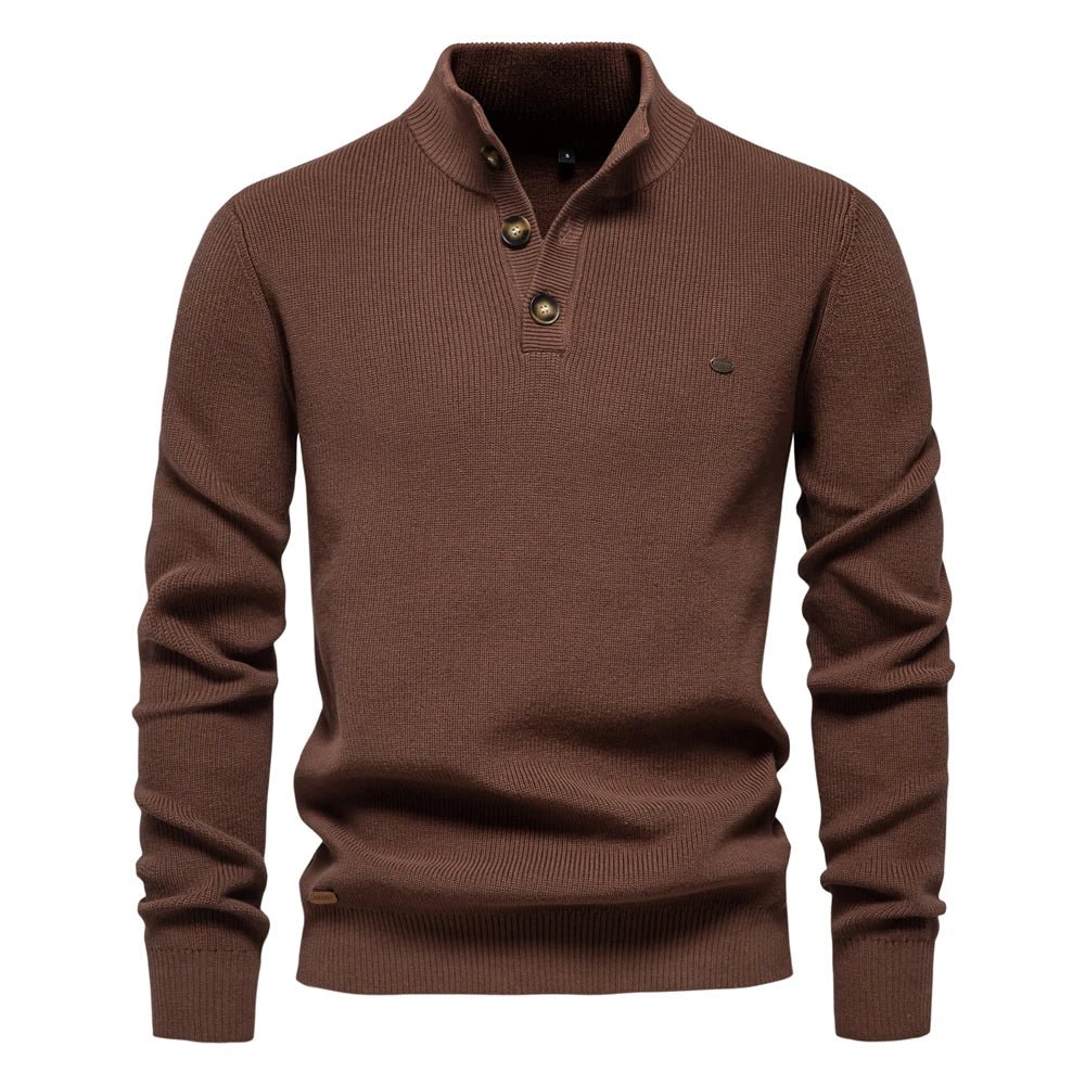 Vornelius | Herentrui met stijlvolle kraag en knoopdetail