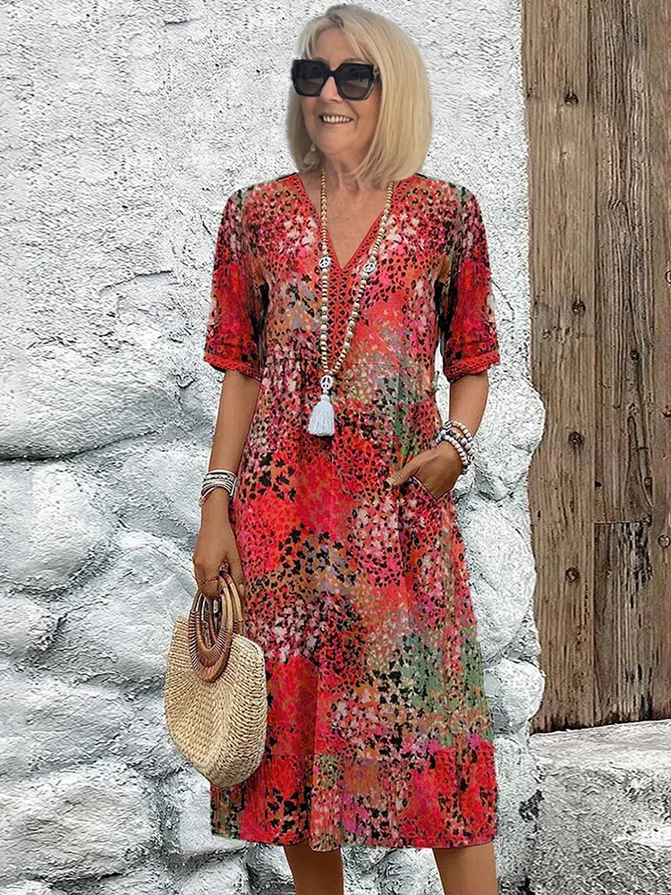 Elsie | Elegante midi-jurk met bloemenprint