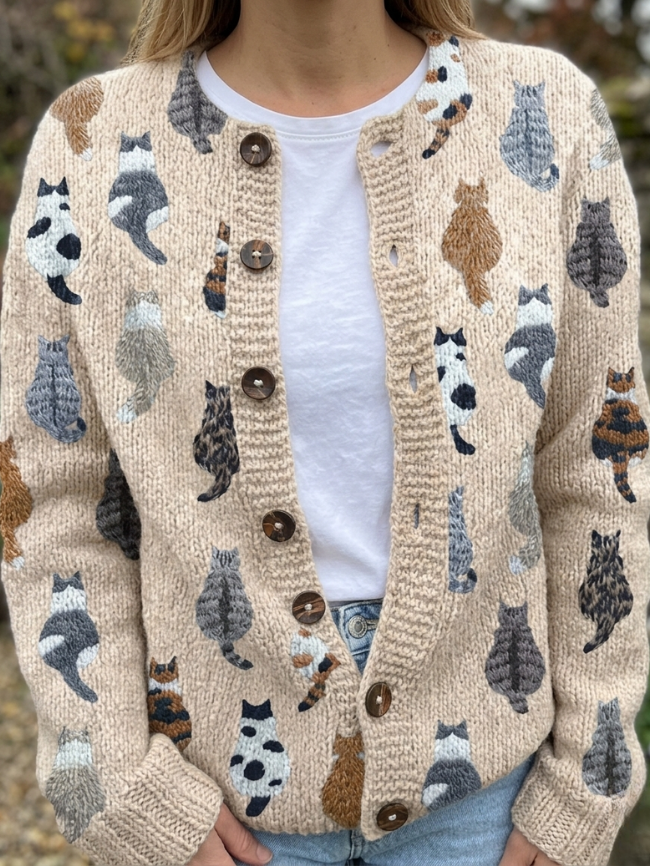 Beatriz | Vest met kattenprint