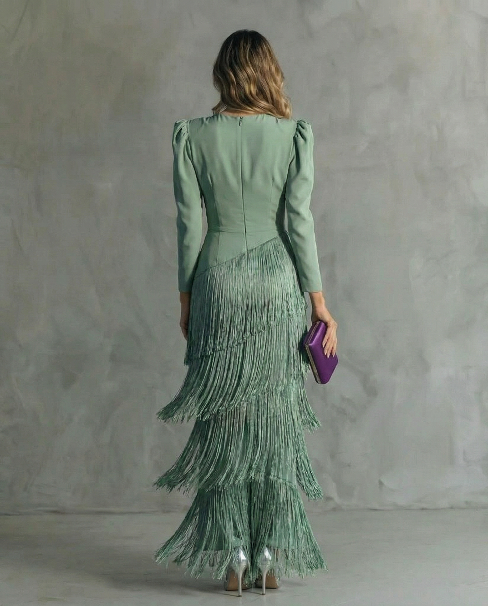 Thea | Elegante jurk met franjes aan de mouwen