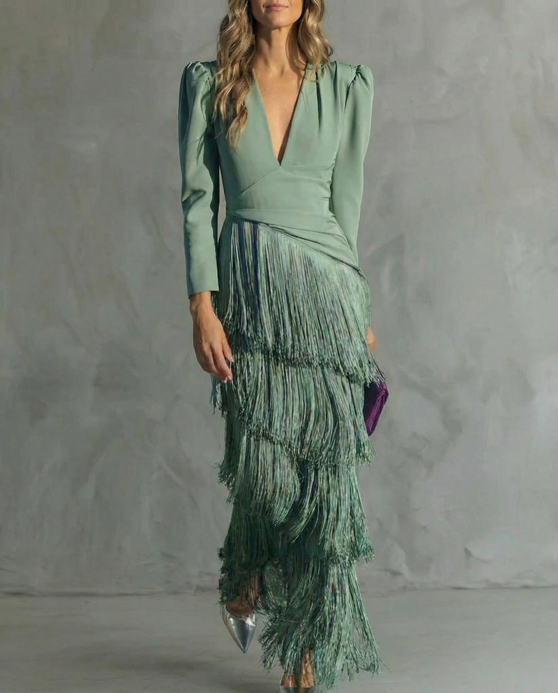 Maria | Elegante jurk met franjemouwen