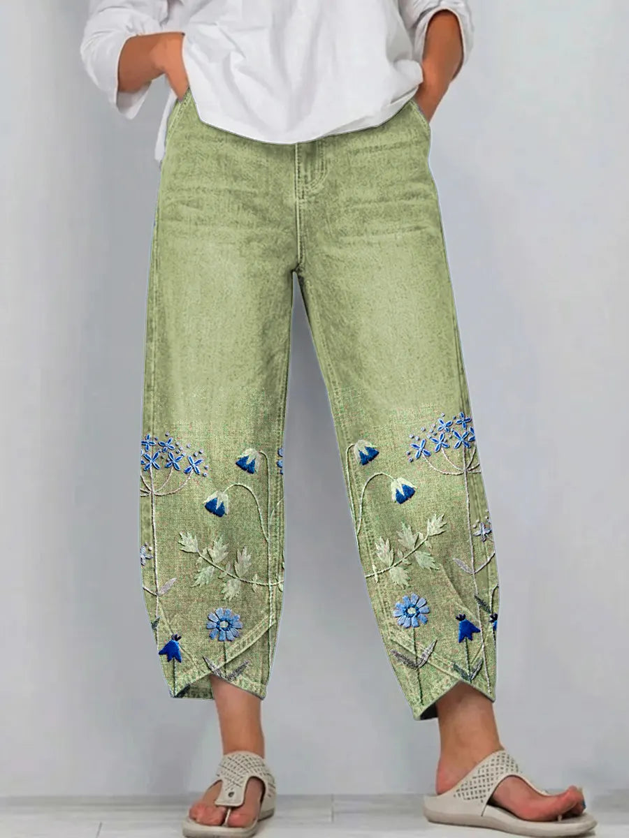Avery | Casual Geborduurde Broek