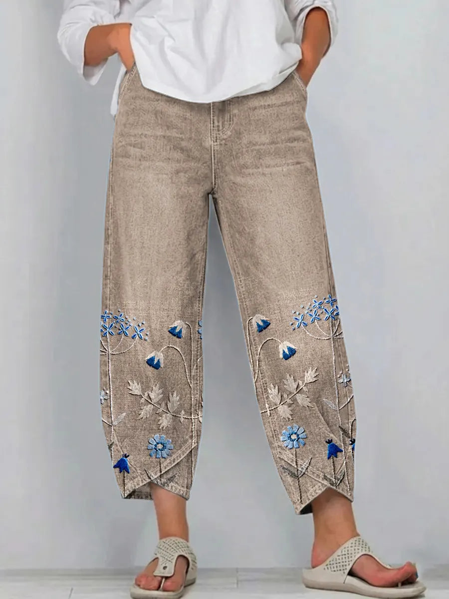 Avery | Casual Geborduurde Broek
