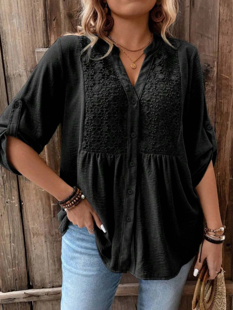 Elizabeth – Blouse met V-hals en knopen