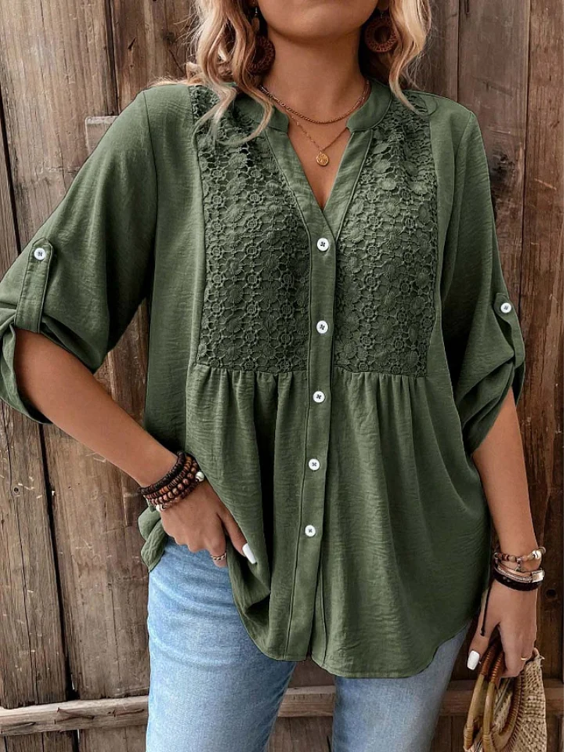 Elizabeth – Blouse met V-hals en knopen