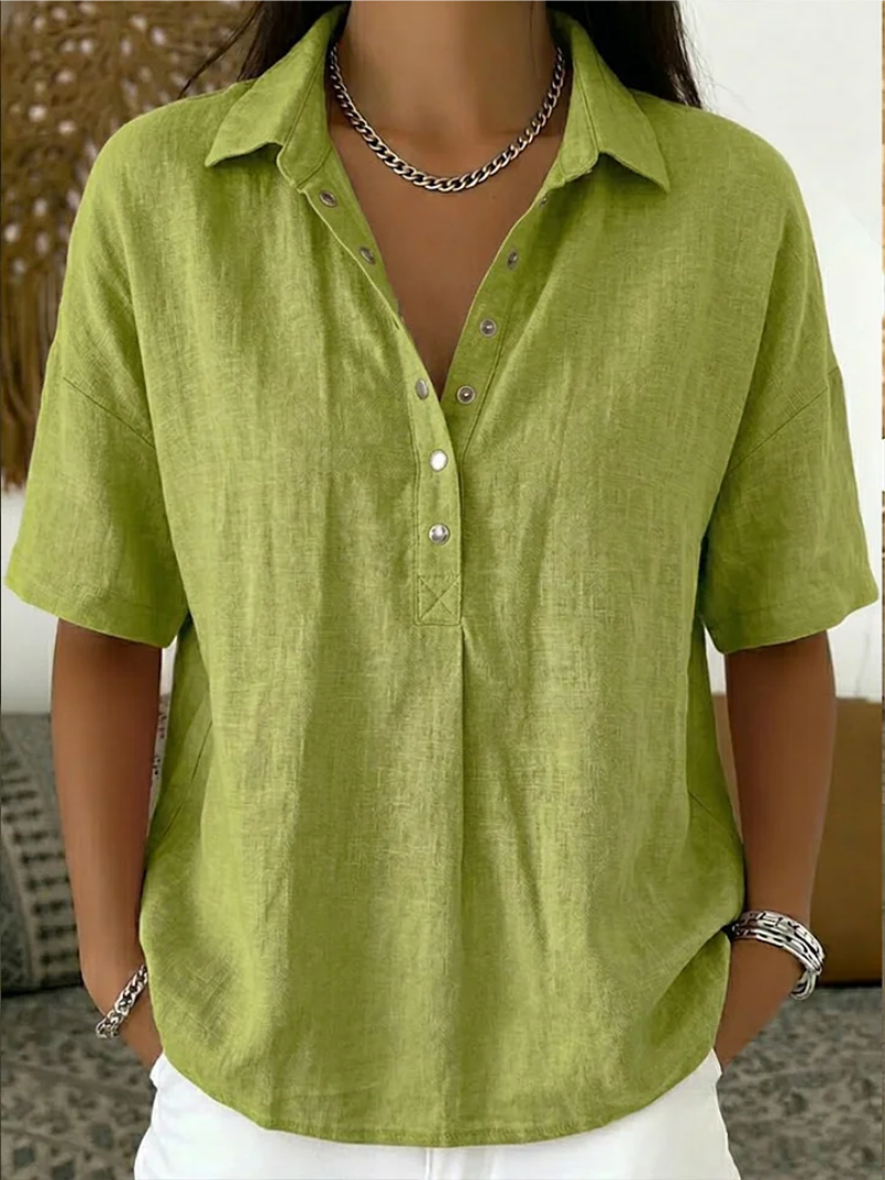 Therese – Blouse met kraag en knoopdetail