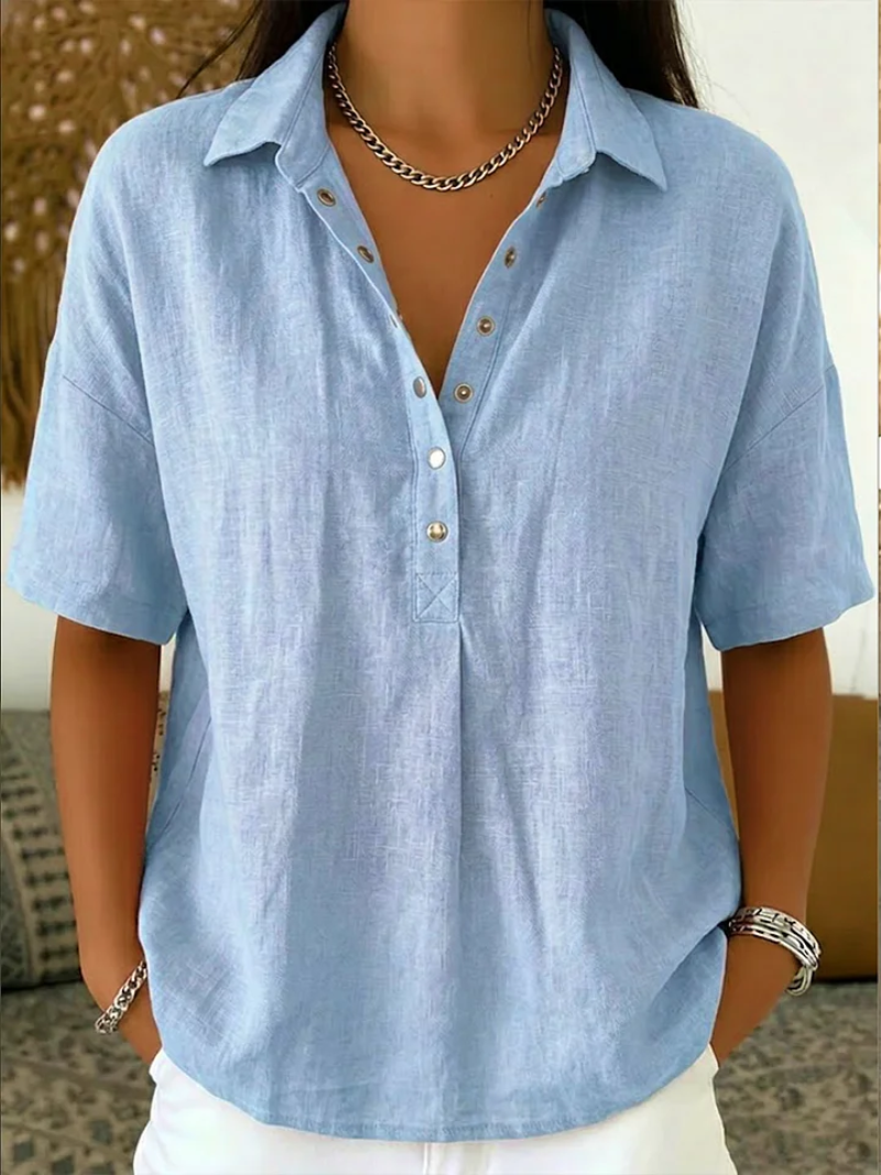 Christa – Blouse met kraag en knoopdetail