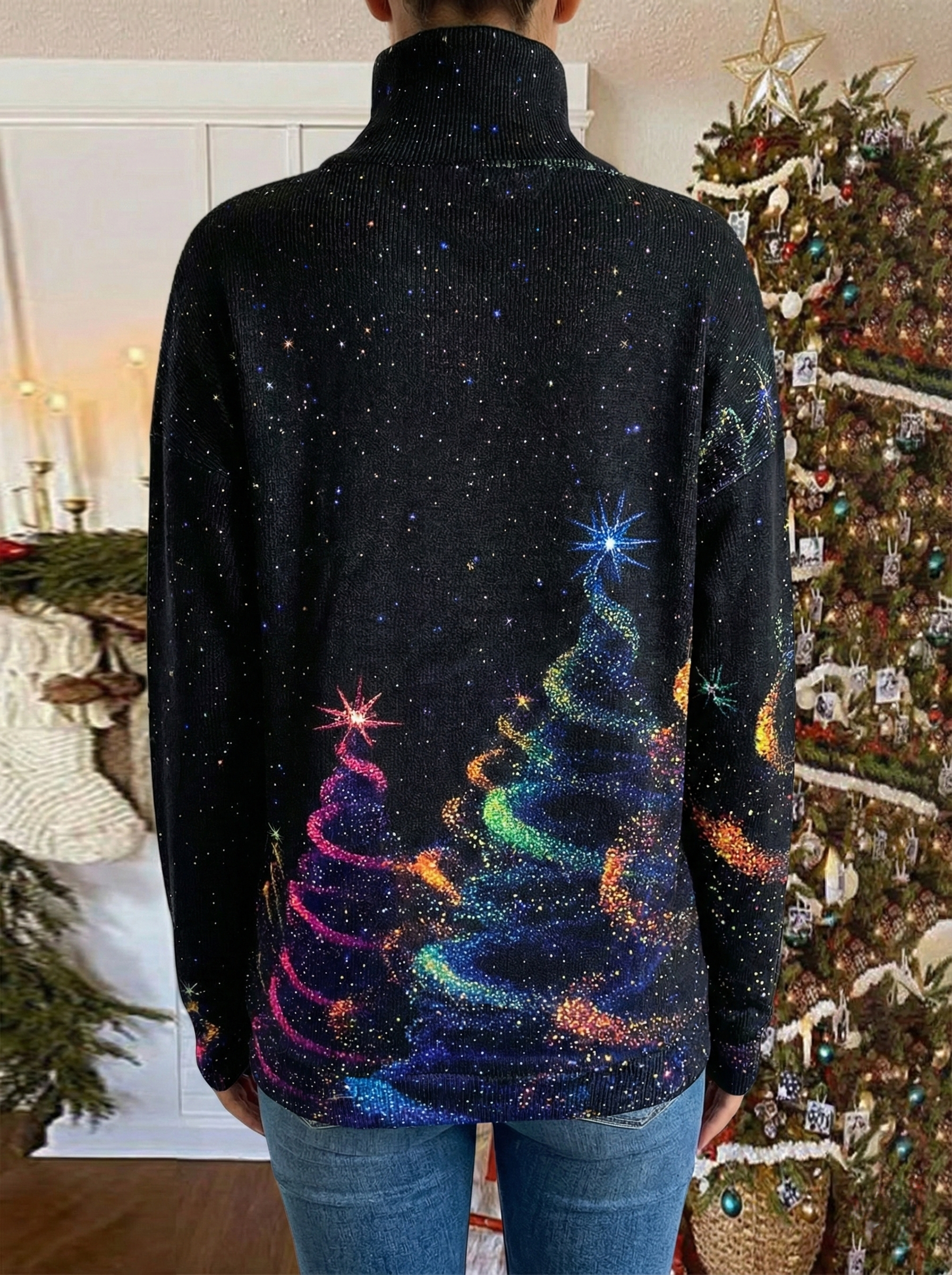 Saraya | Kersttrui Met Sterrenprint