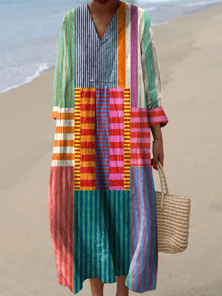 Retro | Jurk met Geometrische Print voor Vrouwen