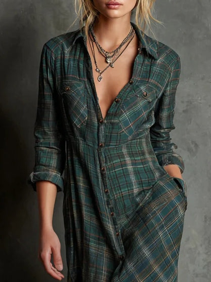 Talia | Moderne Boho Ruitjesjurk
