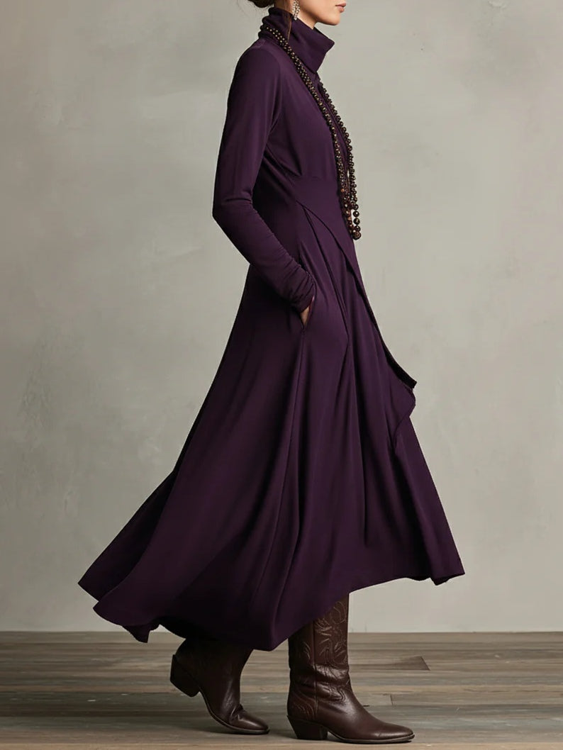 Vesalyn | Asymmetrische Maxi Jurk met Hoge Col