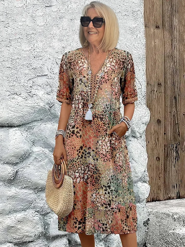 Elsie | Elegante midi-jurk met bloemenprint