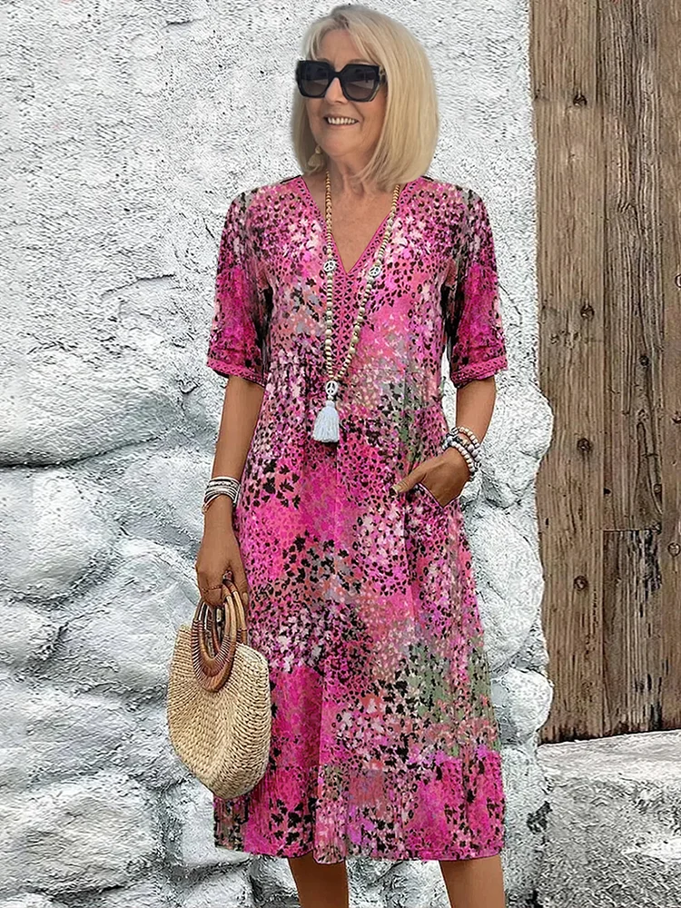 Addison | Elegante midi-jurk met bloemenprint