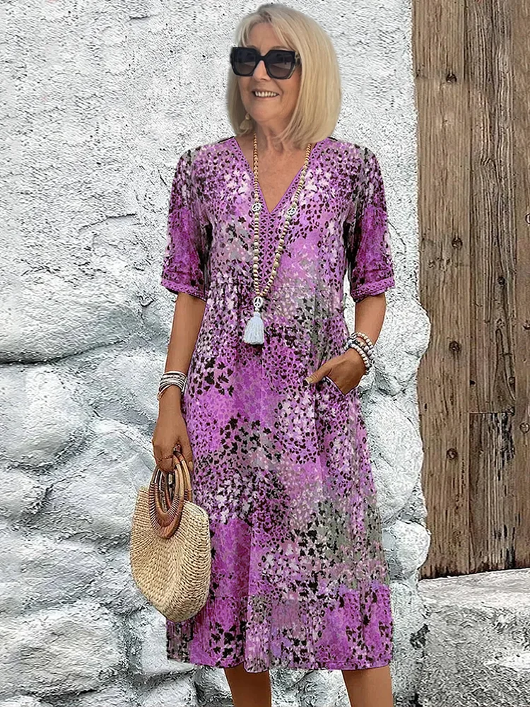 Addison | Elegante midi-jurk met bloemenprint