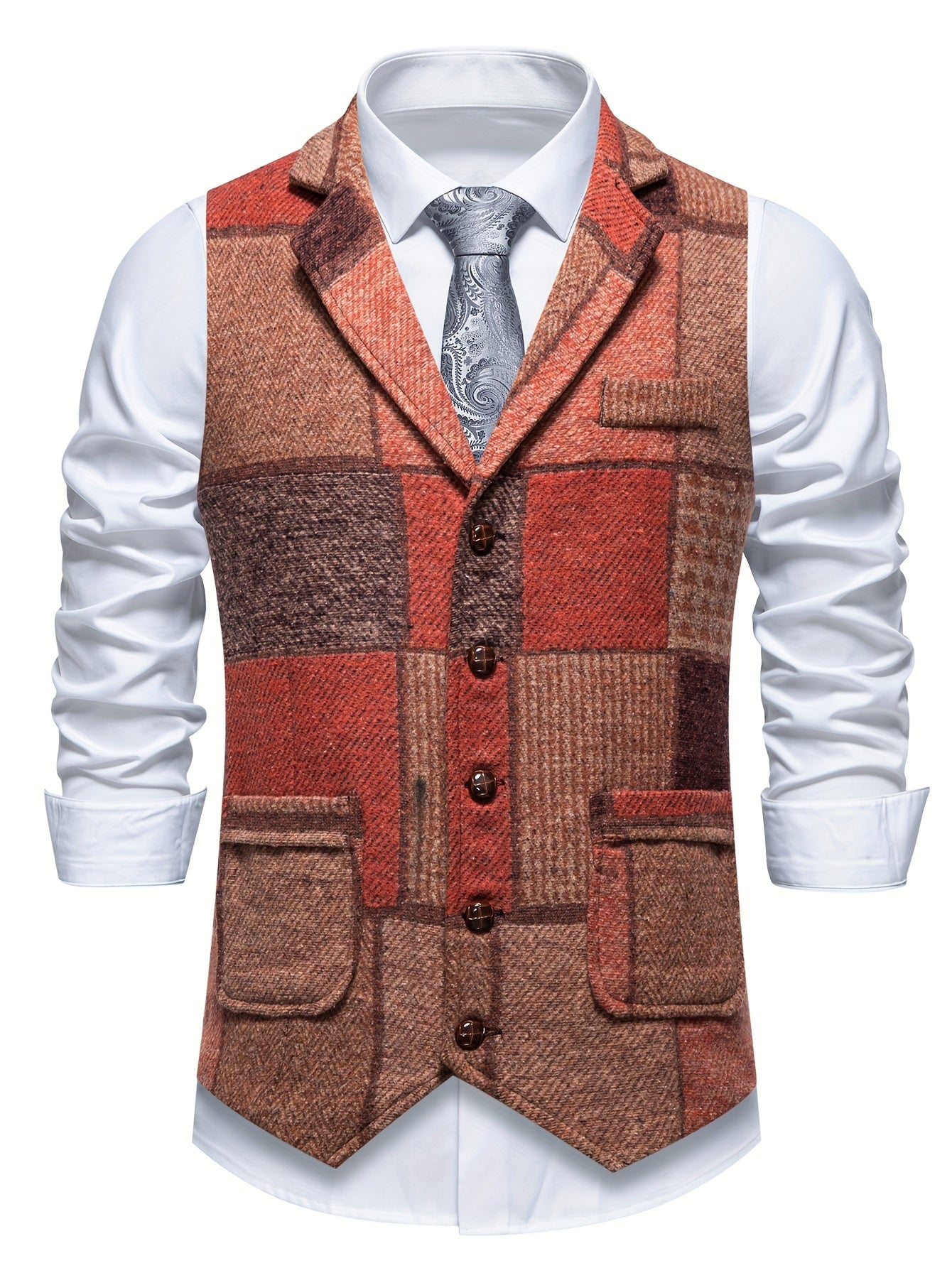 Charles | Patchworkvest met visgraatpatroon