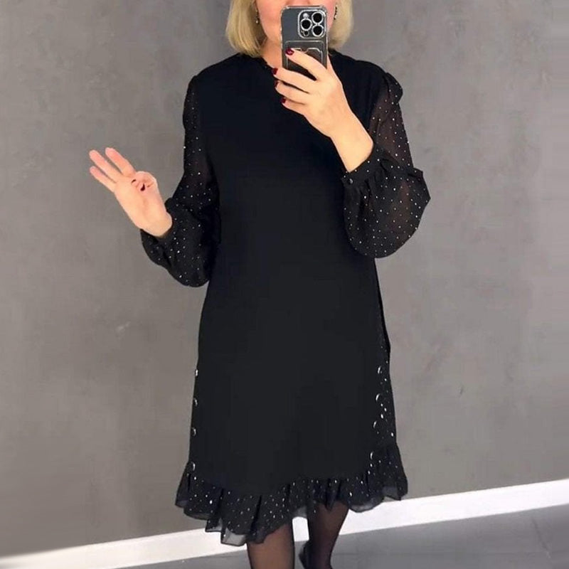 Marilouke | Elegante Jurk Met Kristallen en Ronde Hals