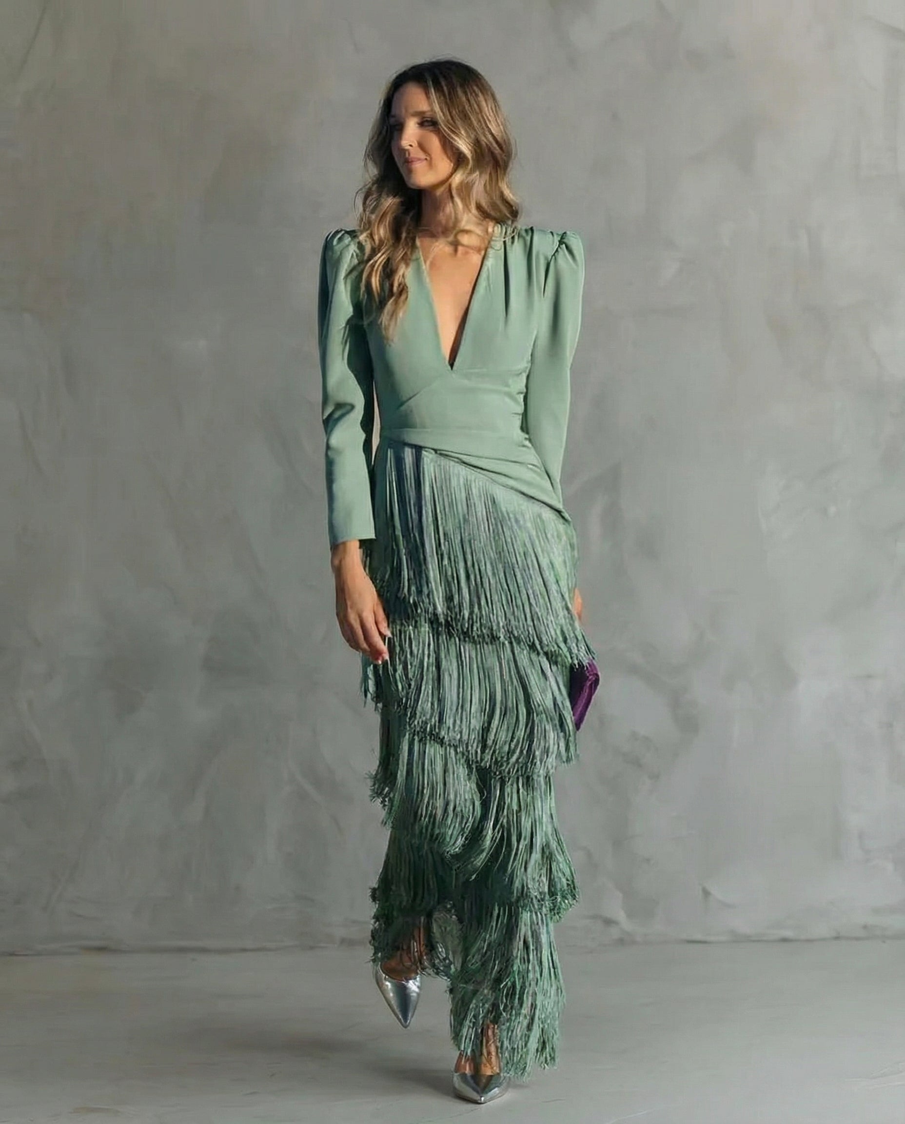 Maria | Elegante jurk met franjemouwen