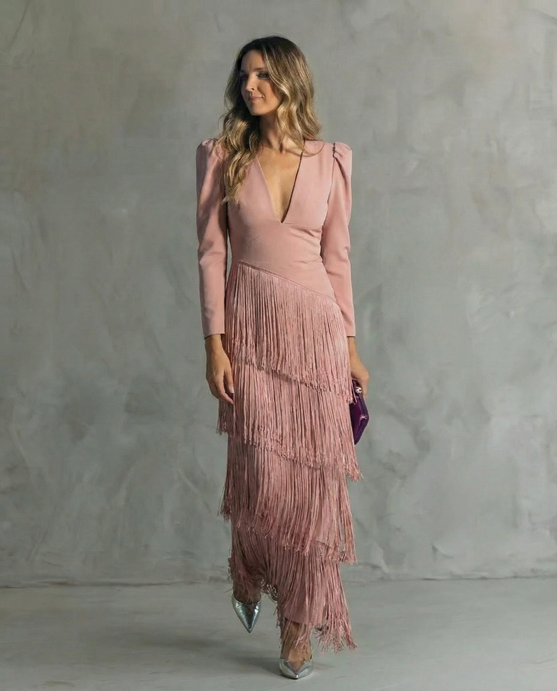 Maria | Elegante jurk met franjemouwen